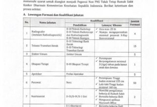 Pengumuman Rekrutment Tenaga Non PNS Tidak Tetap  di RS  Kanker Dharmais